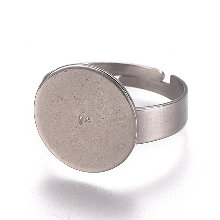 Tarnish Resistant Adjustable 304 Stainless Steel Finger Rings Components LS-X-STAS-E482-19P-1
