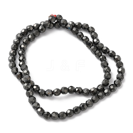 Non-magnetic Synthetic Hematite Round Beaded Necklaces NJEW-R259-01-1