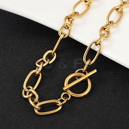 Ion Plating(IP) 304 Stainless Steel Figaro Chain Necklaces NJEW-O124-03G-1
