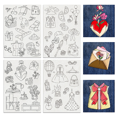 4 Sheets 11.6x8.2 Inch Stick and Stitch Embroidery Patterns DIY-WH0455-166-1