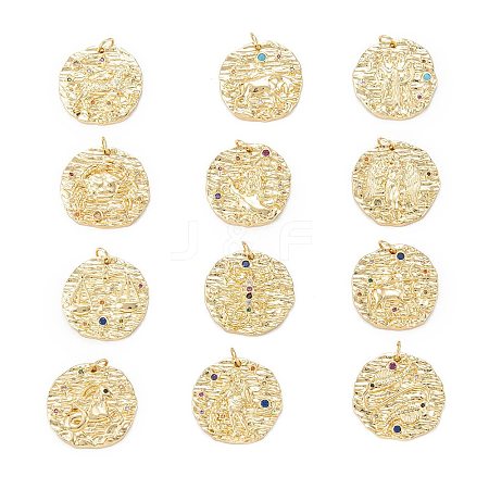 Brass Micro Pave Cubic Zirconia Pendants ZIRC-J040-45G-1