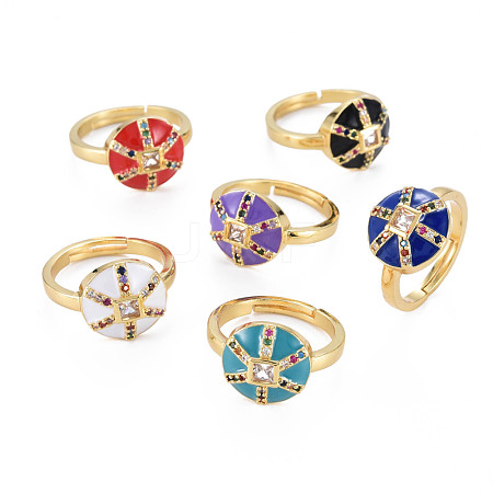 Adjustable Brass Micro Pave Colorful Cubic Zirconia Finger Rings RJEW-S044-159-NF-1