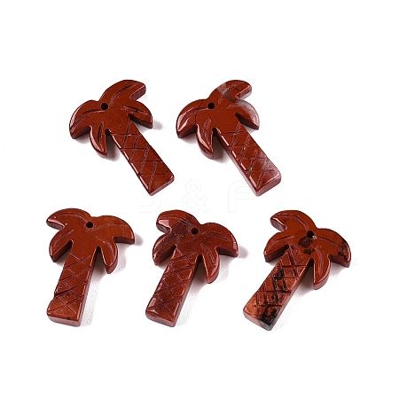 Natural Red Jasper Coconut Tree Pendants G-N342-02E-1