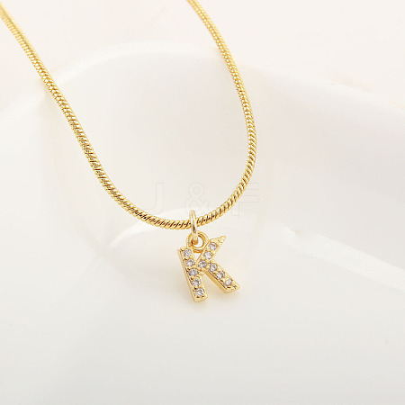 Brass Micro Pave Clear Cubic Zirconia Pendant Initial Necklaces FS-WGC46E8-11-1