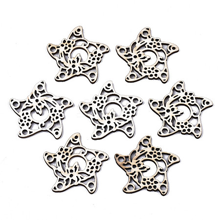 Unfinished Natural Poplar Wood Filigree Joiners Links WOOD-N006-75-1