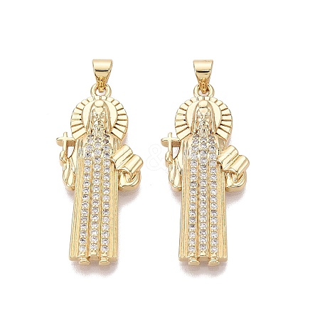 Religion Brass Micro Pave Clear Cubic Zirconia Pendants KK-N287-46F-G-1
