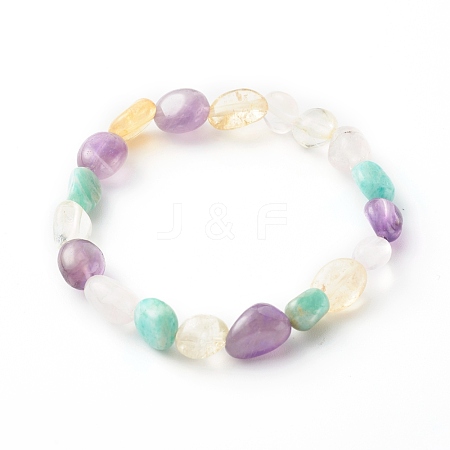 Natural Gemstone Beaded Stretch Bracelets for Kids BJEW-JB06250-12-1