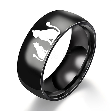 Cat Shape Pattern 201 Stainless Steel Finger Rings FS-WG30D97-12-1