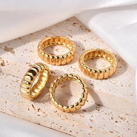 Wave Texture 304 Stainless Steel Finger Rings WGA78FE-03-1