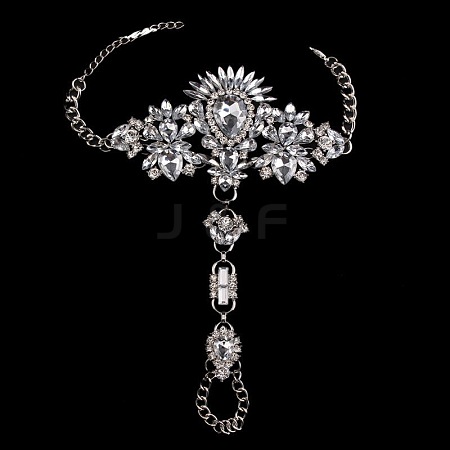 Fashion Alloy & Acrylic Rhinestone Flower Toe Ring Anklets for Beach Party WGAEED0-01-1