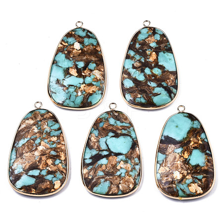 Assembled Bronzite and Synthetic Turquoise Big Pendants G-R481-05B-1