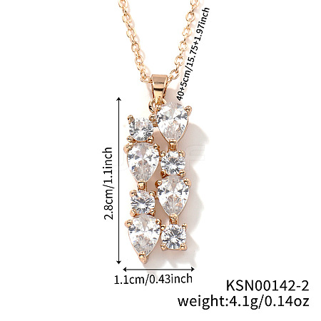 Brass Cubic Zirconia Long Tassel Pendant Necklaces for Fashionable Statement Style DV3387-2-1