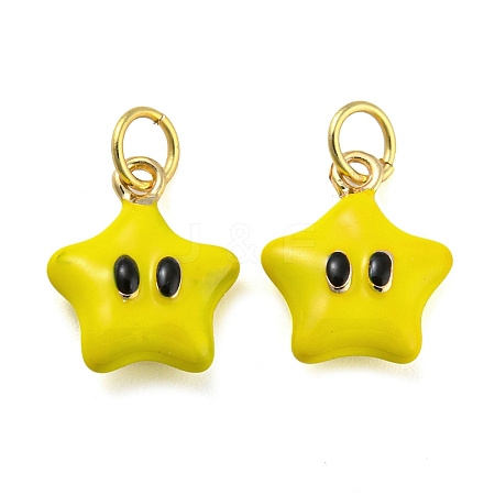 Star Rack Plating Brass Enamel Charms KK-Q804-07G-1