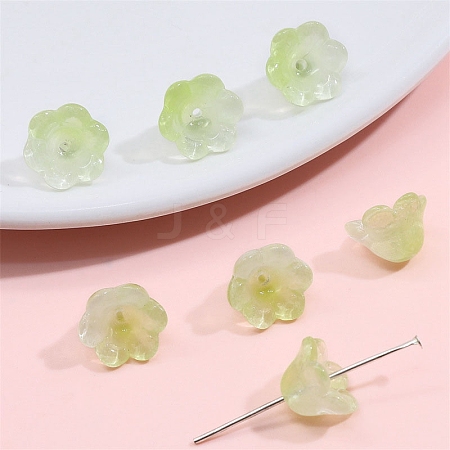 10Pcs Gradient Color Transparent Glass Bead Caps PW-WG464DA-25-1