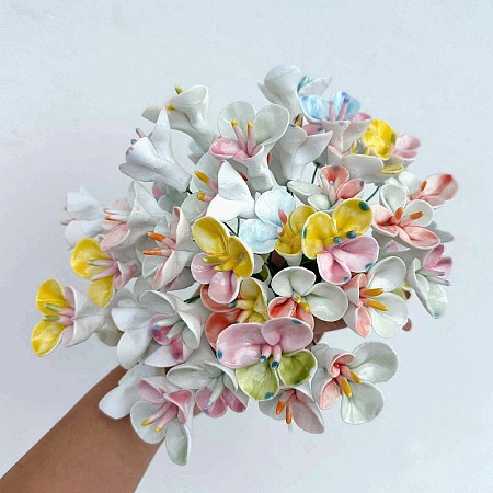 Hand-Painted Ceramic Flower Stems with Iron Stem PR-CBAD4A8-03-1