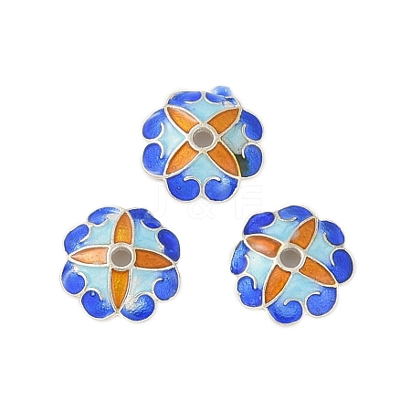 925 Sterling Silver Enamel Bead Caps STER-P060-06P-1