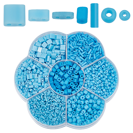 105G 7 Styles Frosted Opaque Glass Seed Beads Set SEED-GO0001-11C-1