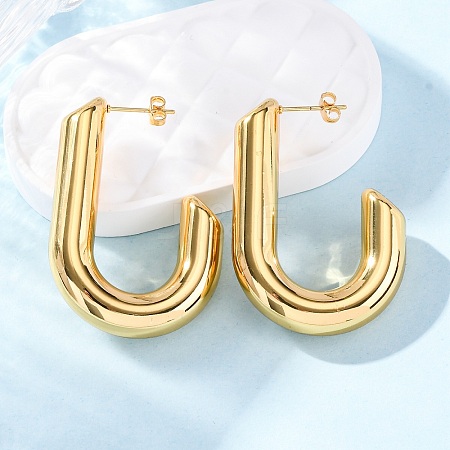 J-Shaped 304 Stainless Steel Stud Earrings for Women EJEW-A125-02G-1