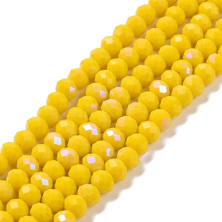 Electroplate Opaque Solid Color Glass Beads Strands X1-EGLA-A034-P6mm-L02-1