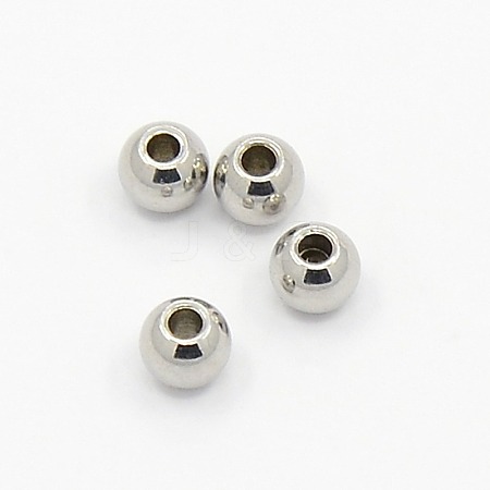 Tarnish Resistant 304 Stainless Steel Smooth Round Spacer Beads X-STAS-M006-01C-1