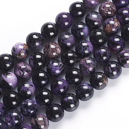 Natural Charoite Beads Strands G-E557-01-14mm-1