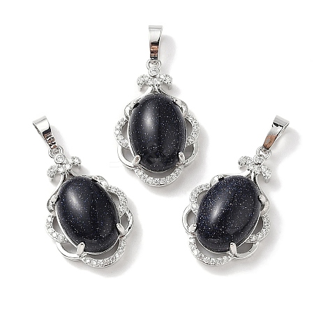 Synthetic Blue Goldstone Oval Pendants G-NH0025-15P-04-1