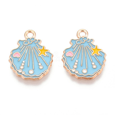 Marine Animals Alloy Enamel Pendants X-ENAM-T022-34H-1