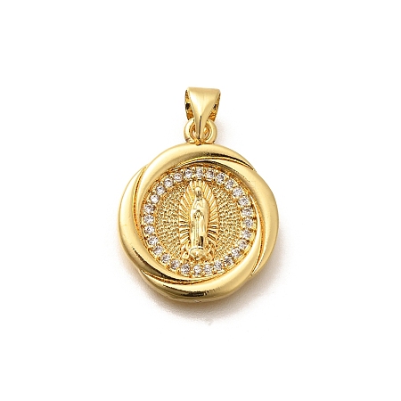 Religion Themed Rack Plating Brass Micro Pave Cubic Zirconia Pendants KK-L226-007G-02-1