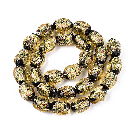 Handmade Foil Lampwork Beads Strands FOIL-T008-07D-1