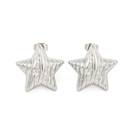 Non-Tarnish Star 304 Stainless Steel Ear Studs EJEW-L290-013P-1