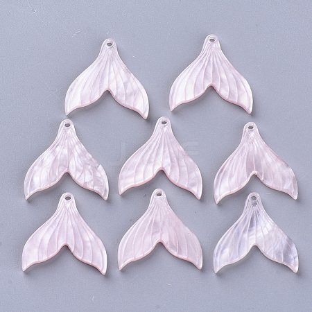  Jewelry Beads Findings Cellulose Acetate(Resin) Pendants, Mermaid Tail, MistyRose, 19x19x3mm, Hole: 1.2mm