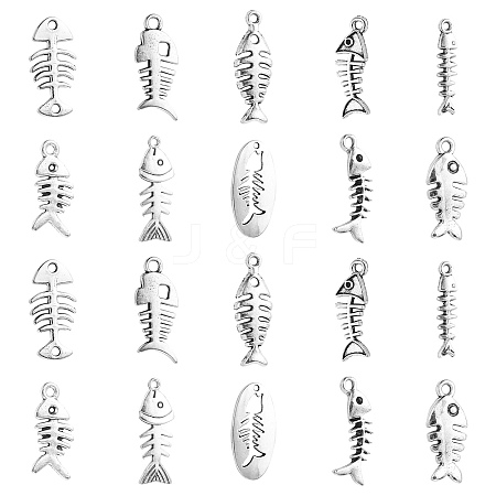 100Pcs 10 Styles Rack Plating Tibetan Style Alloy Pendants TIBEP-CJ0002-27-1