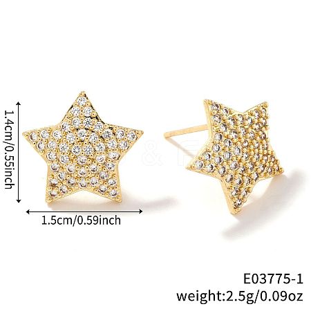 Brass Pave Clear Cubic Zirconia Stud Earrings ZJ0177-5-1