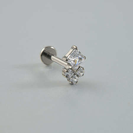 Rhombus Titanium Alloy Pave Clear Cubic Zirconia Cartilage Earrings FS-WGE002F-02-1