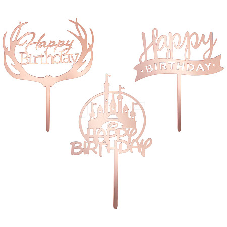 3Pcs 3 Styles Acrylic Cake Toppers FIND-TA0010-38A-1