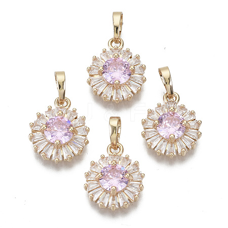 Brass Micro Cubic Zirconia Charms KK-N235-032B-1