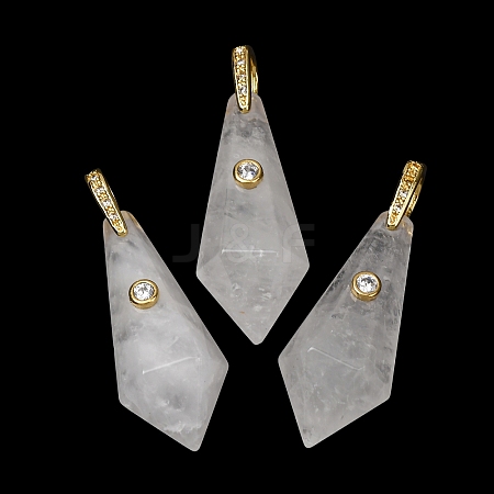 Natural Quartz Crystal Beaded European Dangle Charms GG-CBA9389-03G-1