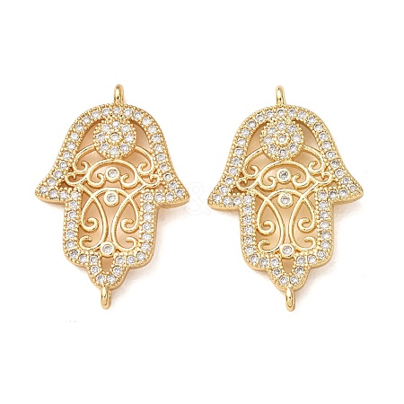 Brass Micro Pave Clear Cubic Zirconia Connector Charms CU-CBA4579-10G-B-1