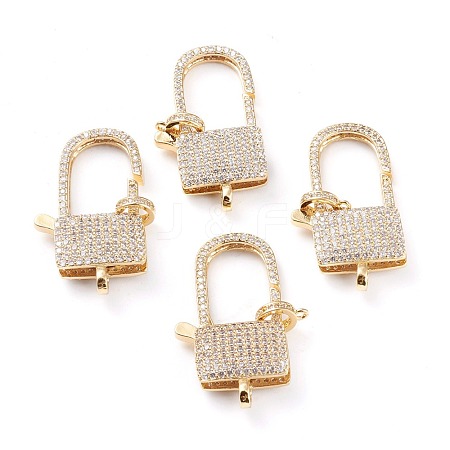 Brass Micro Pave Clear Cubic Zirconia Lobster Claw Clasp ZIRC-I043-39G-1
