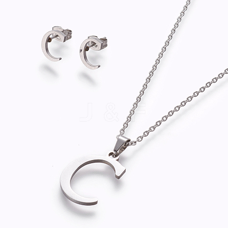 304 Stainless Steel Jewelry Sets SJEW-L141-052C-1