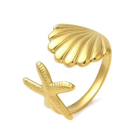 Ocean Beach Series 304 Stainless Steel Cuff Ring X-RJEW-Q820-02F-1