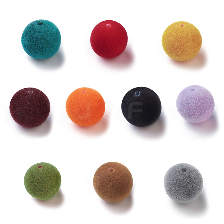 Flocky Acrylic Beads X-OACR-I001-16mm-L-M-1