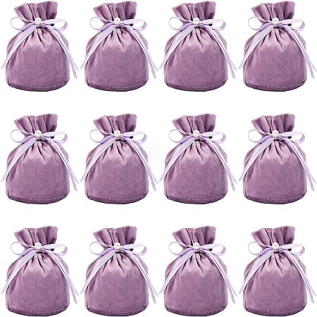  Velvet Jewelry Bags with Drawstring & Plastic Imitation Pearl TP-NB0001-20E-1