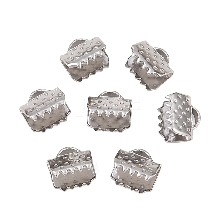 Tarnish Resistant 304 Stainless Steel Ribbon Crimp Ends STAS-S047-056-1