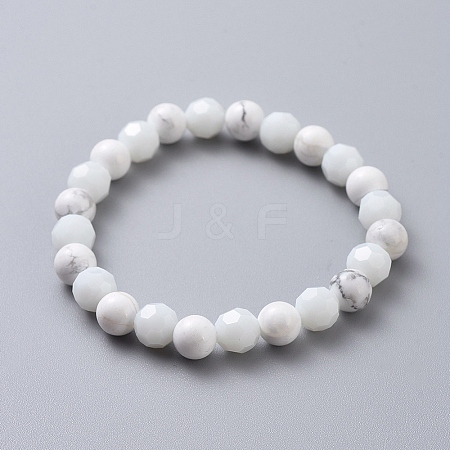 Synthetic Turquoise Beads Stretch Bracelets BJEW-JB05003-03-1