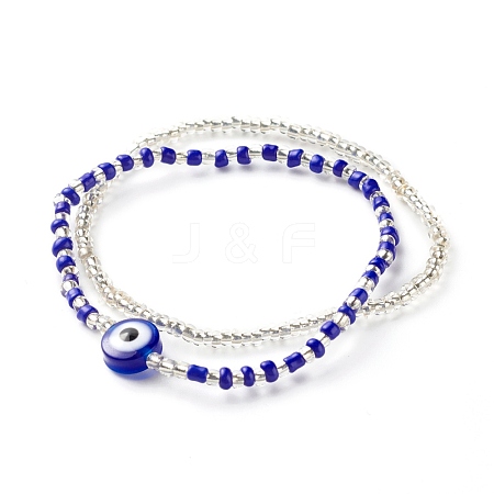 Evil Eye Resin Beads Bracelets Set for Women Girl BJEW-JB06747-01-1
