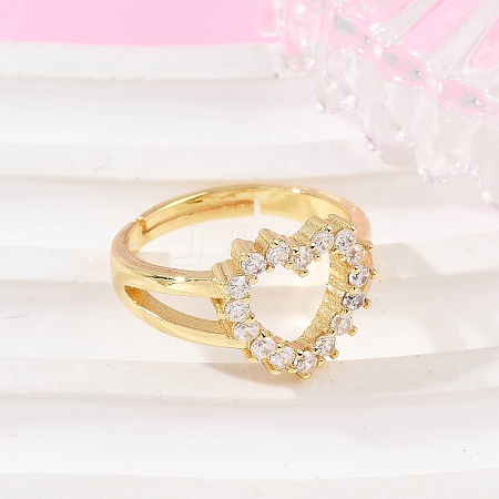 Brass Micro Pave Cubic Zirconia Cuff Rings RJEW-Q030-01A-G-1