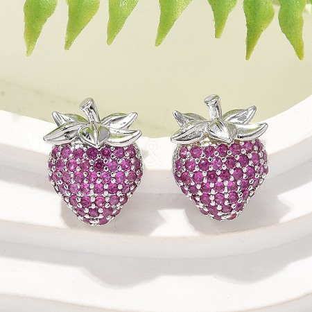 Brass Micro Pave Cubic Zirconia Stud Earrings EJEW-Q015-13P-01-1