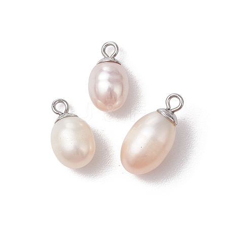 Natural Cultured Freshwater Pearl Rice Charms PALLOY-JF03361-1