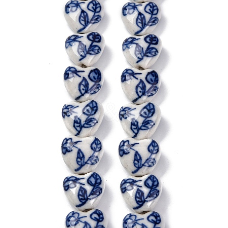 Handmade Blue and White Porcelain Beads Strands PORC-I027-05-1